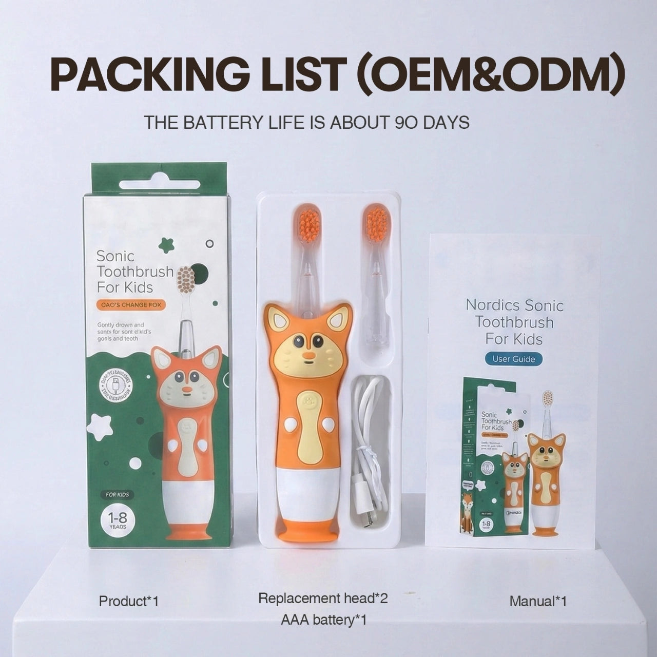 Brush Forest Fox Kids Electric Toothbrush with LED Light & Timer