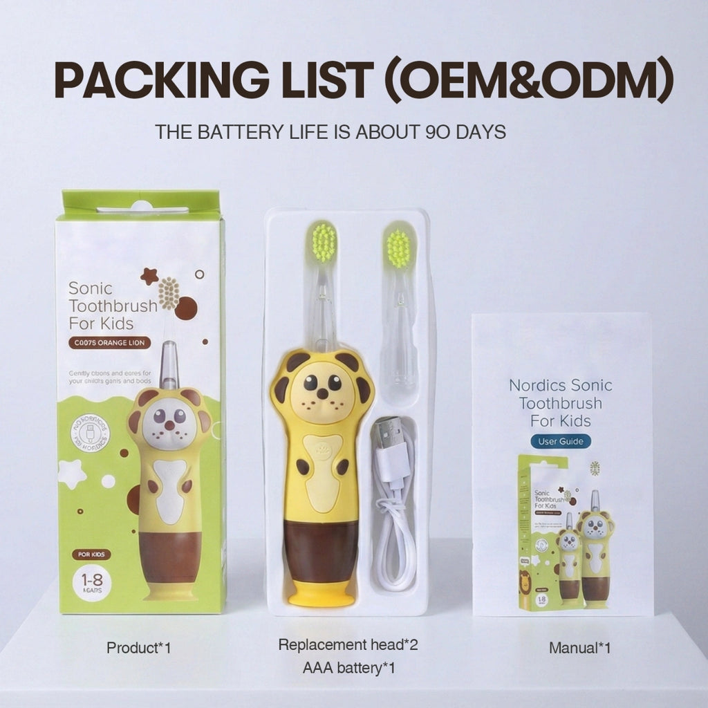 Brush Forest Lion Kids Electric Toothbrush with LED Light & Timer