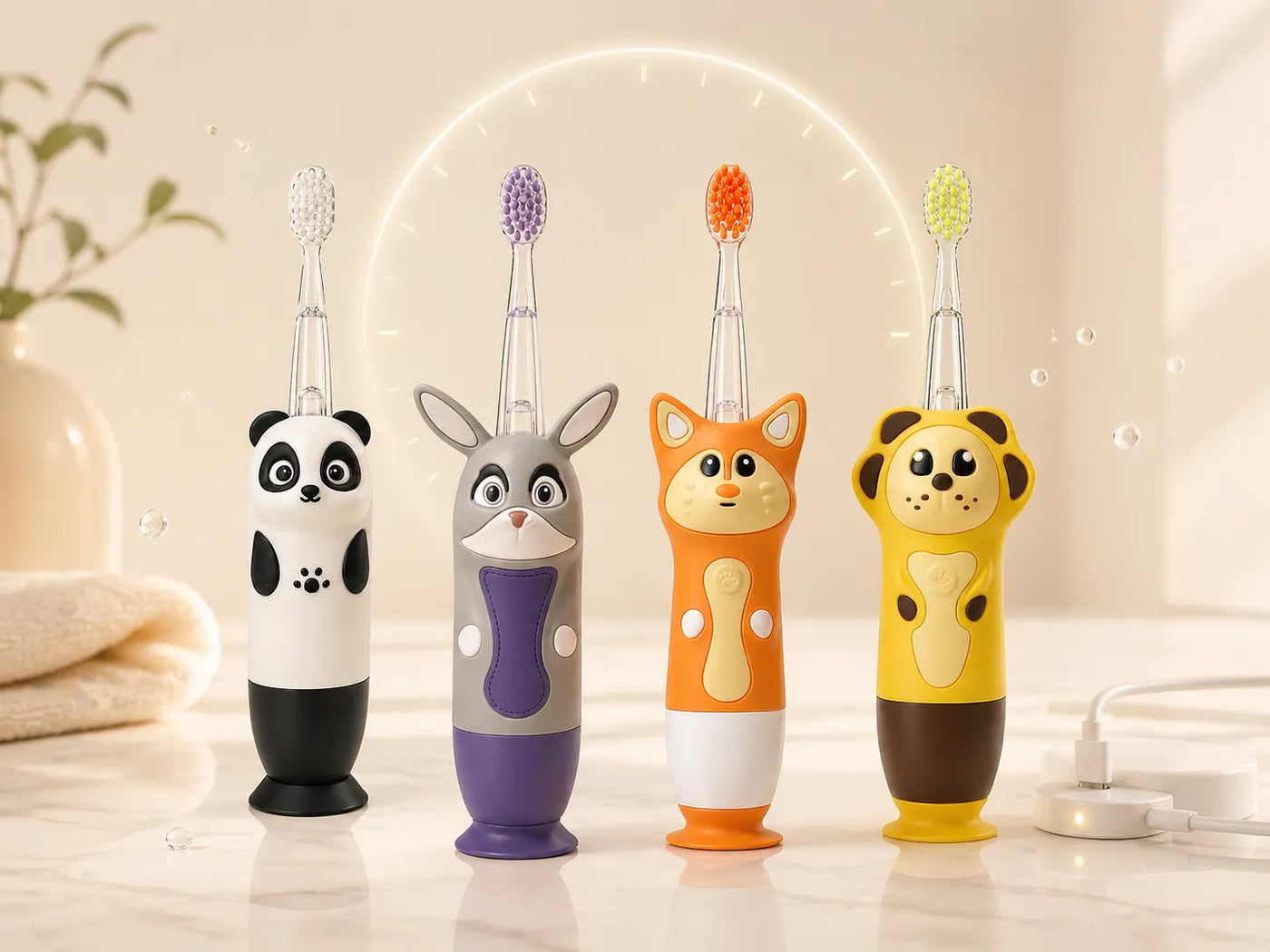MyBrushForest kids electric toothbrush in bathroom routine